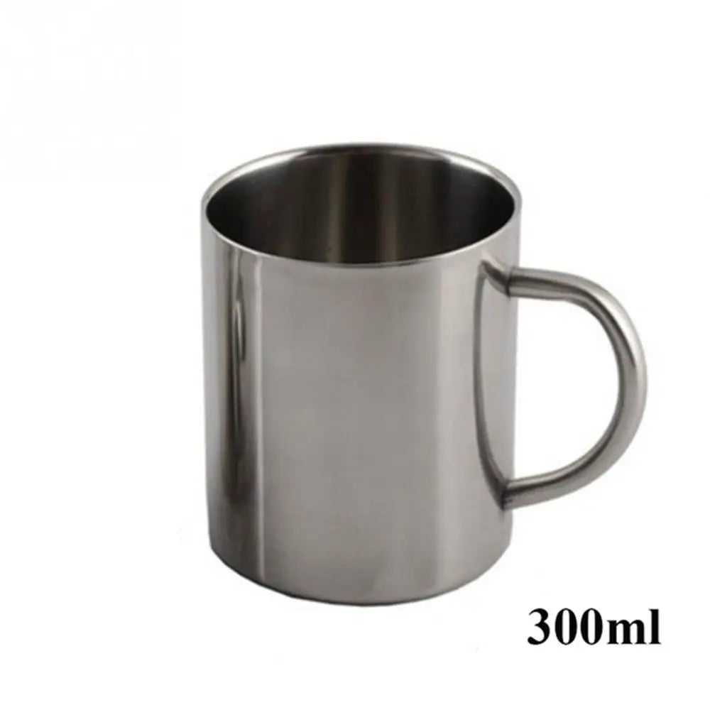 Double layer polished stainless steel cup