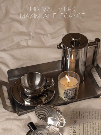 Stainless Steel French
Press Coffee Pot Double-Layer Insulation (Mirror)