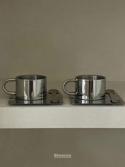 Venice Mirror Cup with a Saucer & Spoon