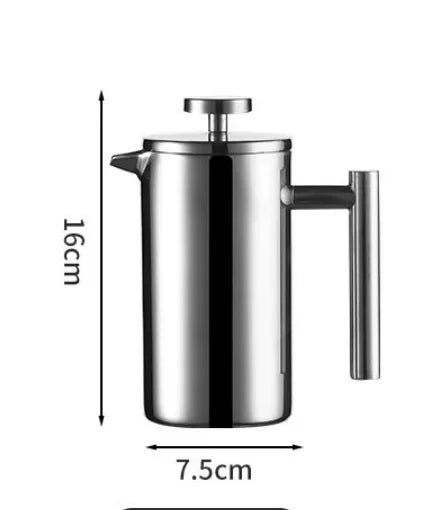 Stainless Steel French
Press Coffee Pot Double-Layer Insulation (Mirror)
