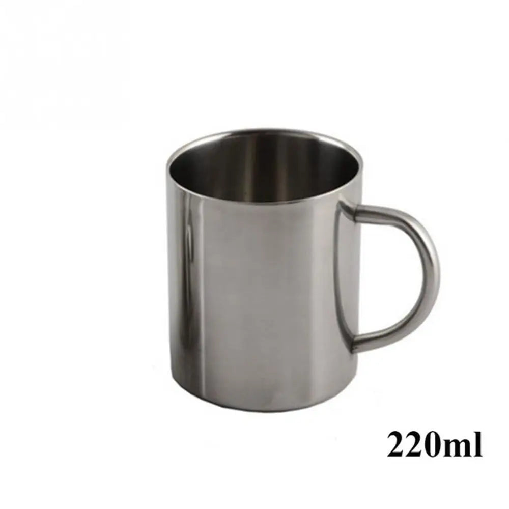 Double layer polished stainless steel cup