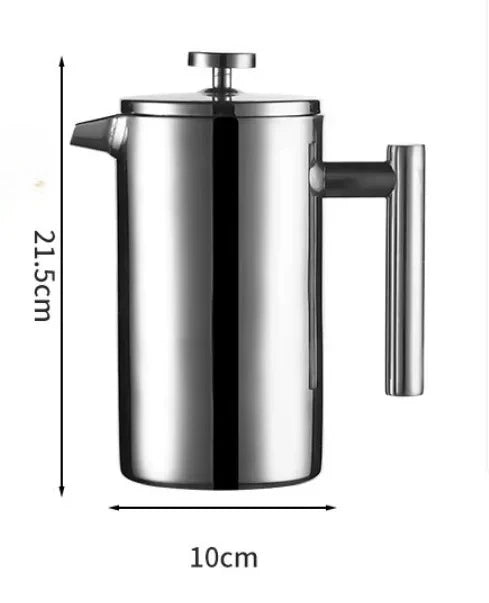 Stainless Steel French
Press Coffee Pot Double-Layer Insulation (Mirror)