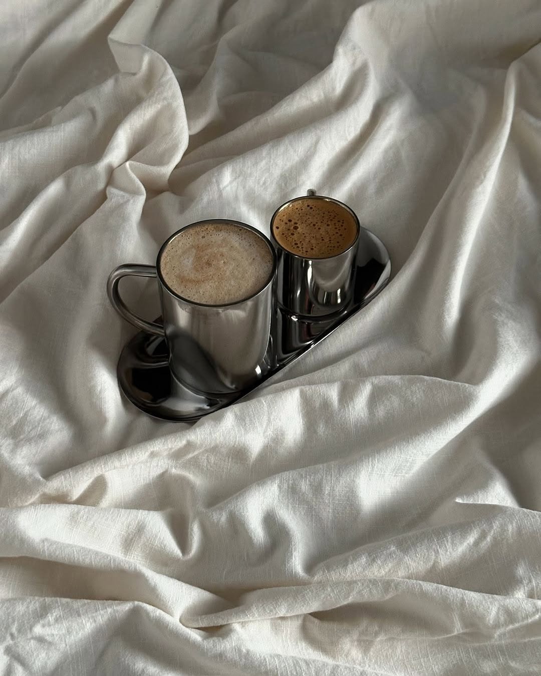 Double layer polished stainless steel cup